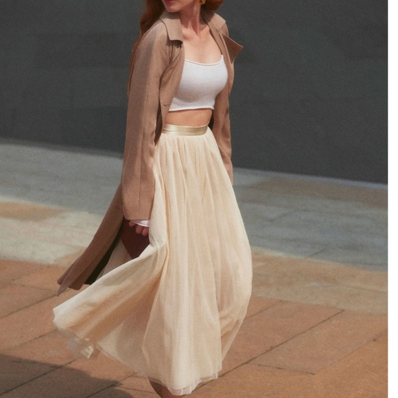 NEW Reformation Prisca Sheer Midi Skirt - Ivory Cream Small S - Picture 2 of 11